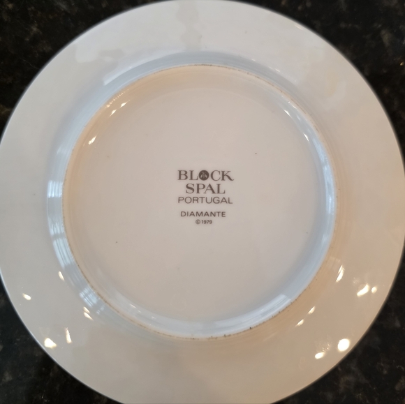 Block Spal Diamante Dessert/ Bread & Butter 6.25" Dishes Platinum Rims Set of 4 - Picture 3 of 13